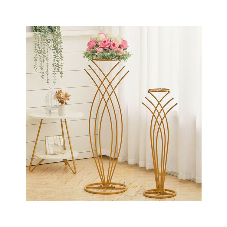 Wedding Flower Centerpiece Stand Gold Metal Mermaid Pedestal Display Rack Road Lead Cheap Flower Stand