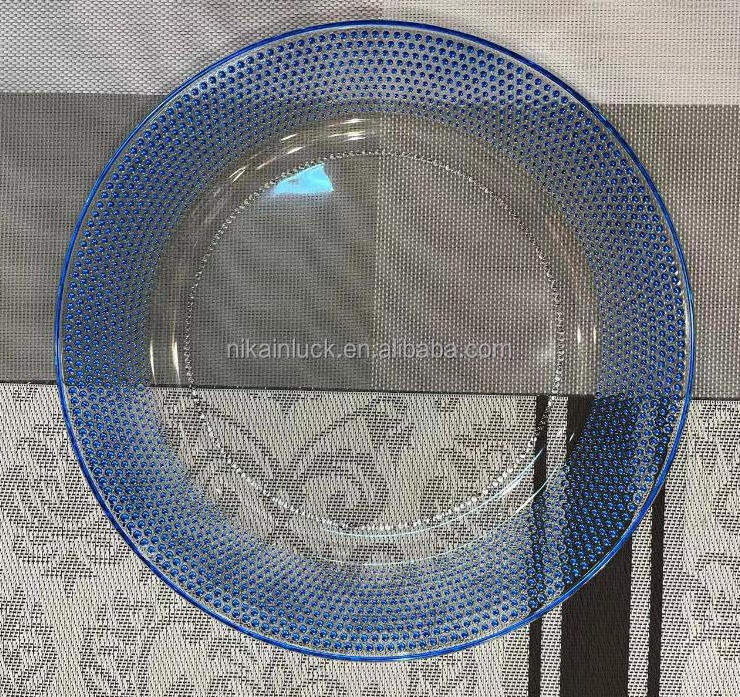 2023 Hot Sale Charger Plate Navy Black And Gold Blue Charger Plate For Events