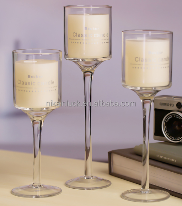 Wholesale Transparent Smooth Cylinder Tea Light Glass Candle Holders Candlestick Set