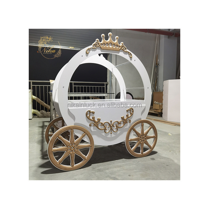 Hot Sale White Candy Cart Wooden Candy Cart With Wheels Candy Cart Display