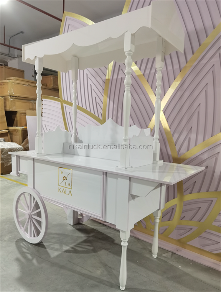 Wholesale White Flower Carts Acrylic Candy Bar Cart Wedding Party Supplier For Sale