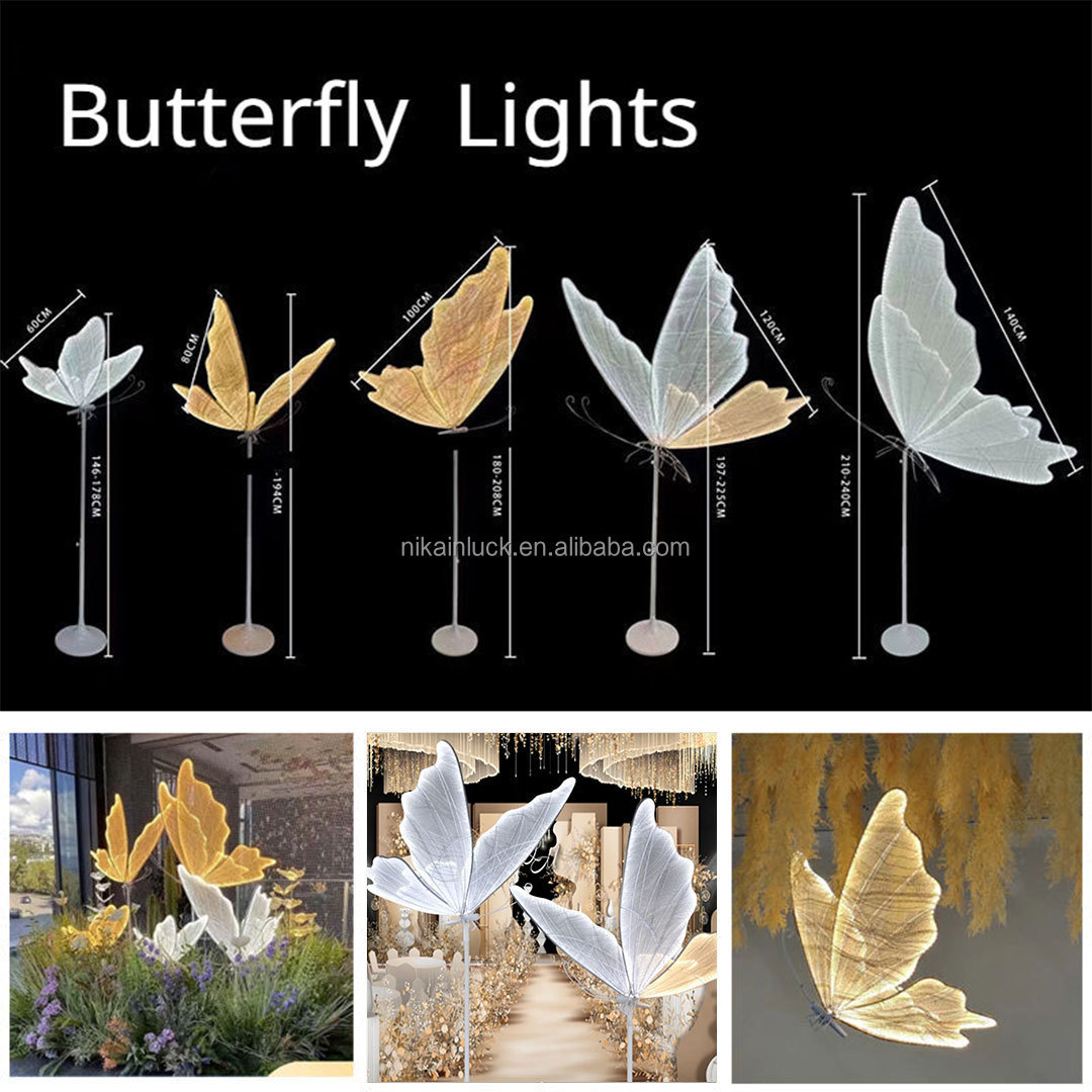 Wedding Backdrop Aisle Blue LED Butterfly Light Large Moving Butterflies for Party Events Decoration