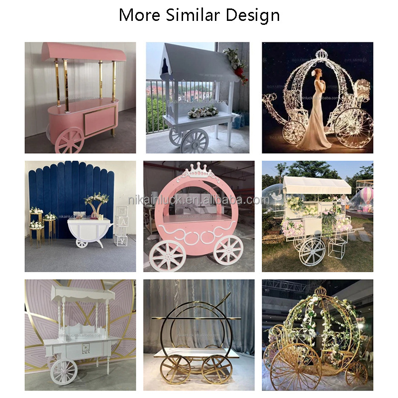 Hot Sale Gold White Stainless Steel Wedding Dessert Display Candy Cart For Wedding Decoration