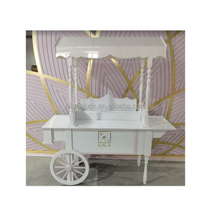 Wholesale White Flower Carts Acrylic Candy Bar Cart Wedding Party Supplier For Sale