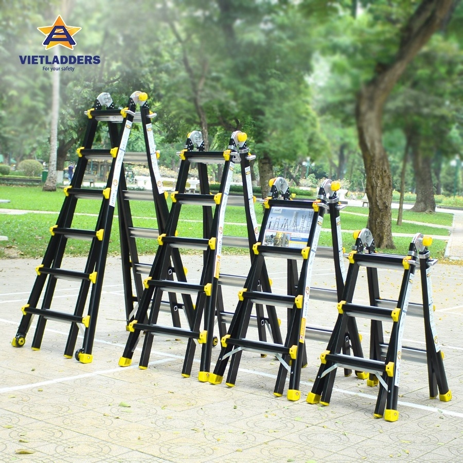 Industrial Design Multi-Purpose Aluminium Ladder 4*3 Steps Portable Foldable for Building Application Manufactured in Viet Nam