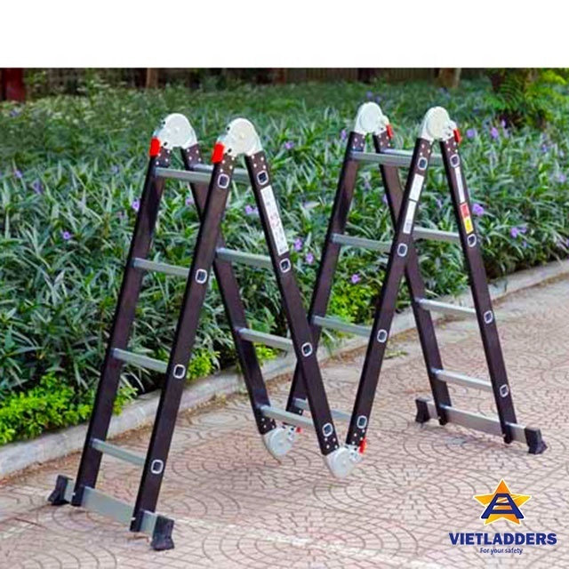 EN 131 certificate NVLG-43 Vietladders aluminum multi-purpose folding step ladders 4x3 steps