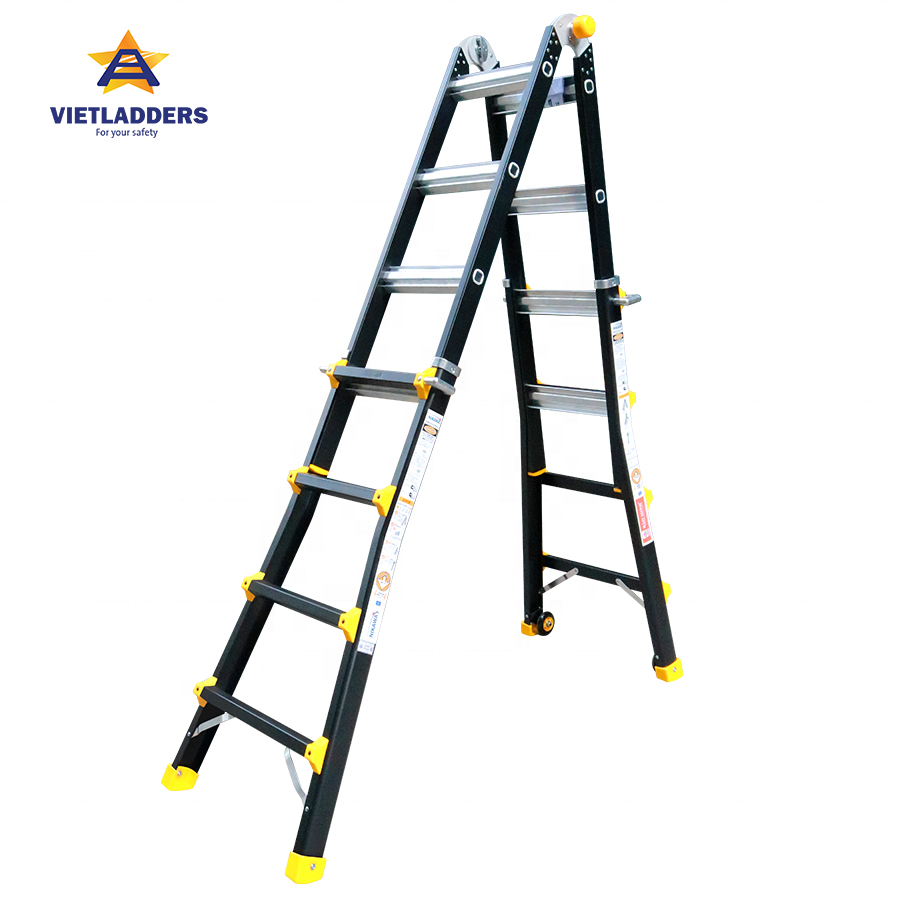 Multipurpose aluminum ladder adjustable height Telescopic ladder 4*5 steps with sturdy hinge for construction use