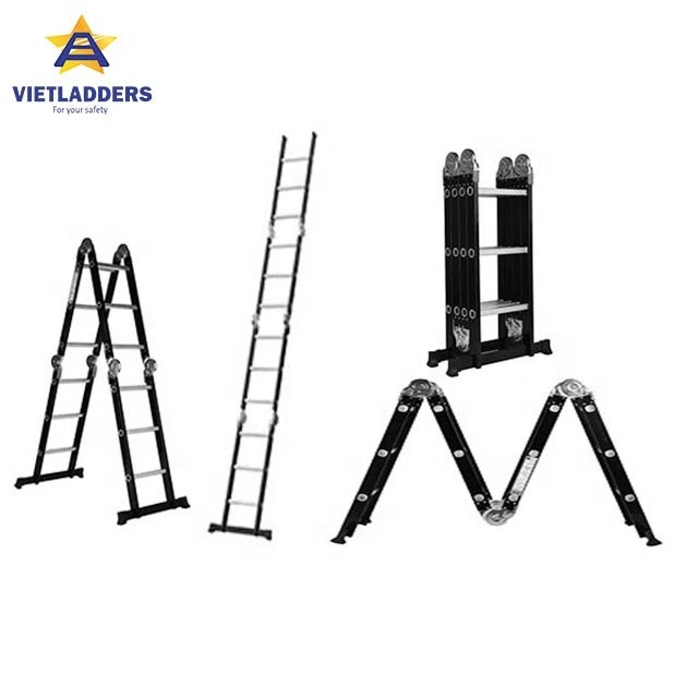 Vietladders Industrial Design Multi-Purpose Folding Stairs 4x3 Steps Aluminum with EN131 Standard for Outdoor Use