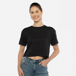 Next Level 1580 women ideal black crop top t shirt lightweight Jersey 60% Combed Ring-Spun Cotton 40% Polyester crop t shirt