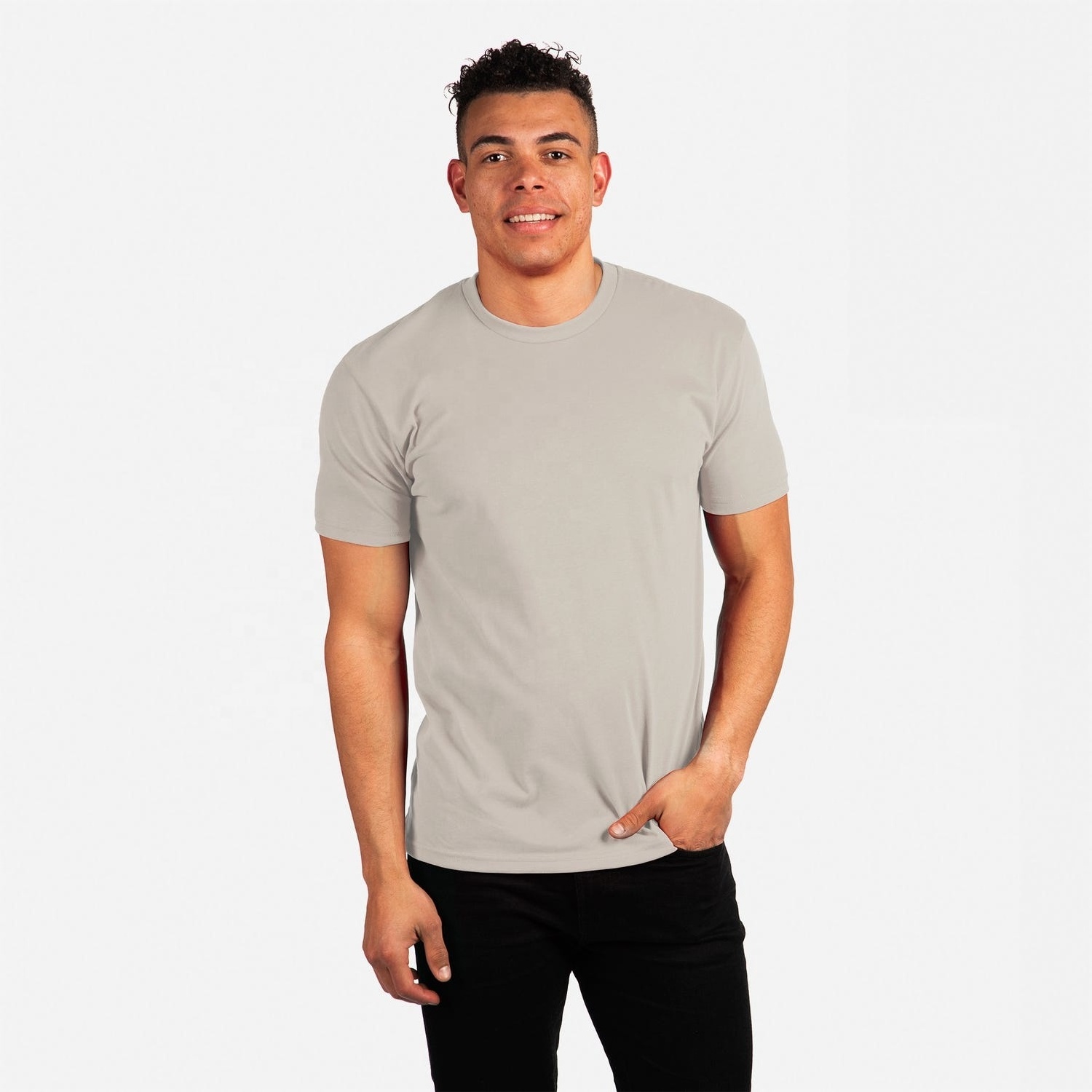 Next Level Apparel Light Gray 6410 Unisex Sueded  Men's T Shirt Breathable Unisex Blank Classic Triblend Sueded Jersey t Shirt