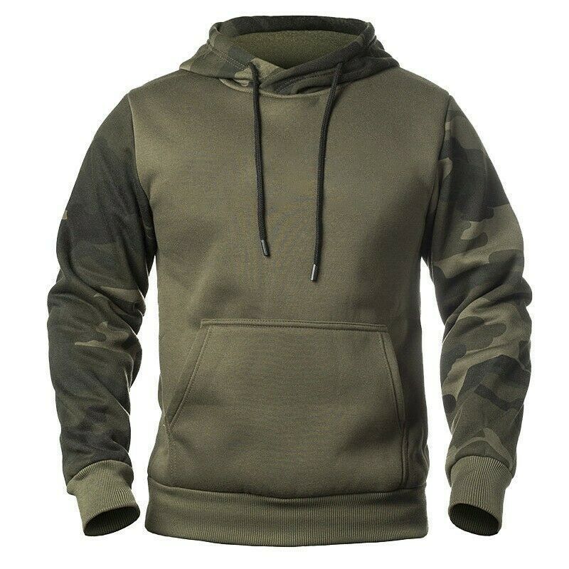 Green pullover fleece hoodie sweatshirt  Jacket Men Outdoor  Sweatshirt long sleeves kangaroo pocket at the front