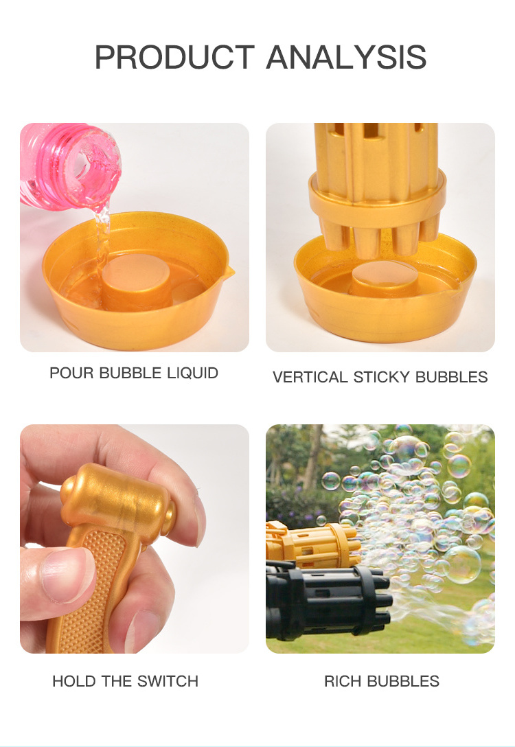 Kids Bubble Gun Toys Summer Automatic Soap Water Bubble For Children Indoor Outdoor Toys Wedding black Gatling bubble gun