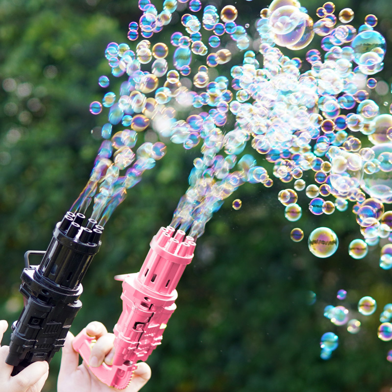 Kids Bubble Gun Toys Summer Automatic Soap Water Bubble For Children Indoor Outdoor Toys Wedding black Gatling bubble gun