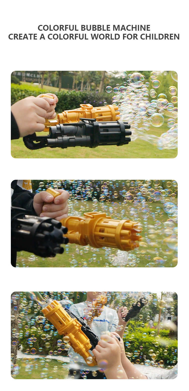 Kids Bubble Gun Toys Summer Automatic Soap Water Bubble For Children Indoor Outdoor Toys Wedding black Gatling bubble gun