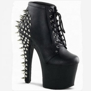 Rock model rivet spike decorative waterproof platform high heel strap large size boots