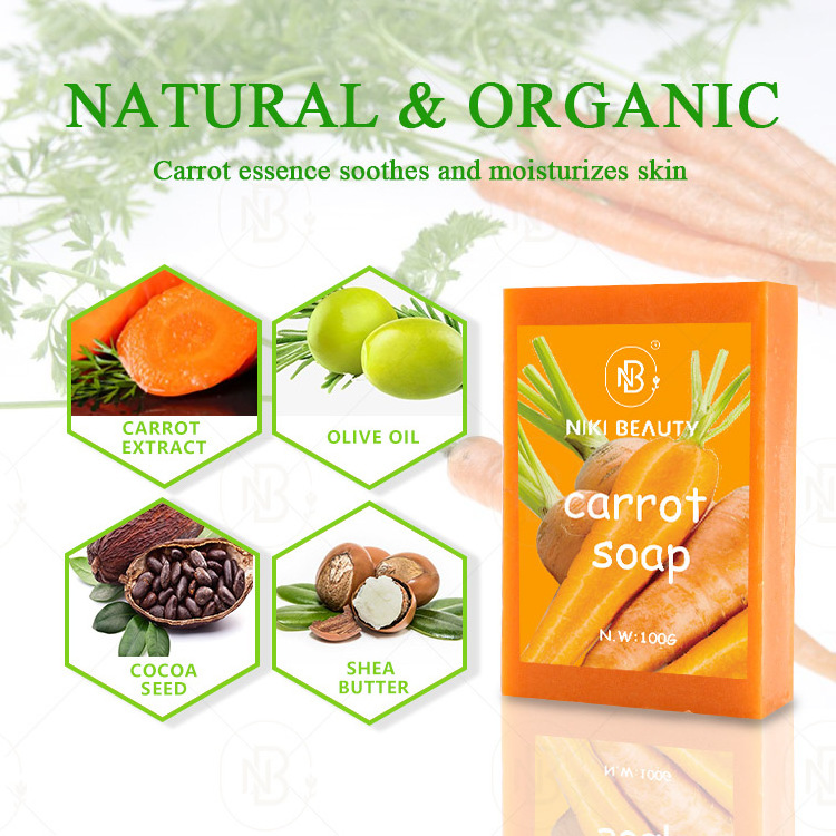 Custom Wholesale Carrot Soap Shea Butter Antibacterial Natural Bath ANTI ACNE Carrot Soap