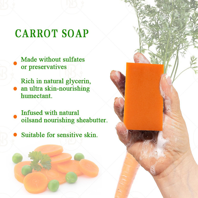 Custom Wholesale Carrot Soap Shea Butter Antibacterial Natural Bath ANTI ACNE Carrot Soap