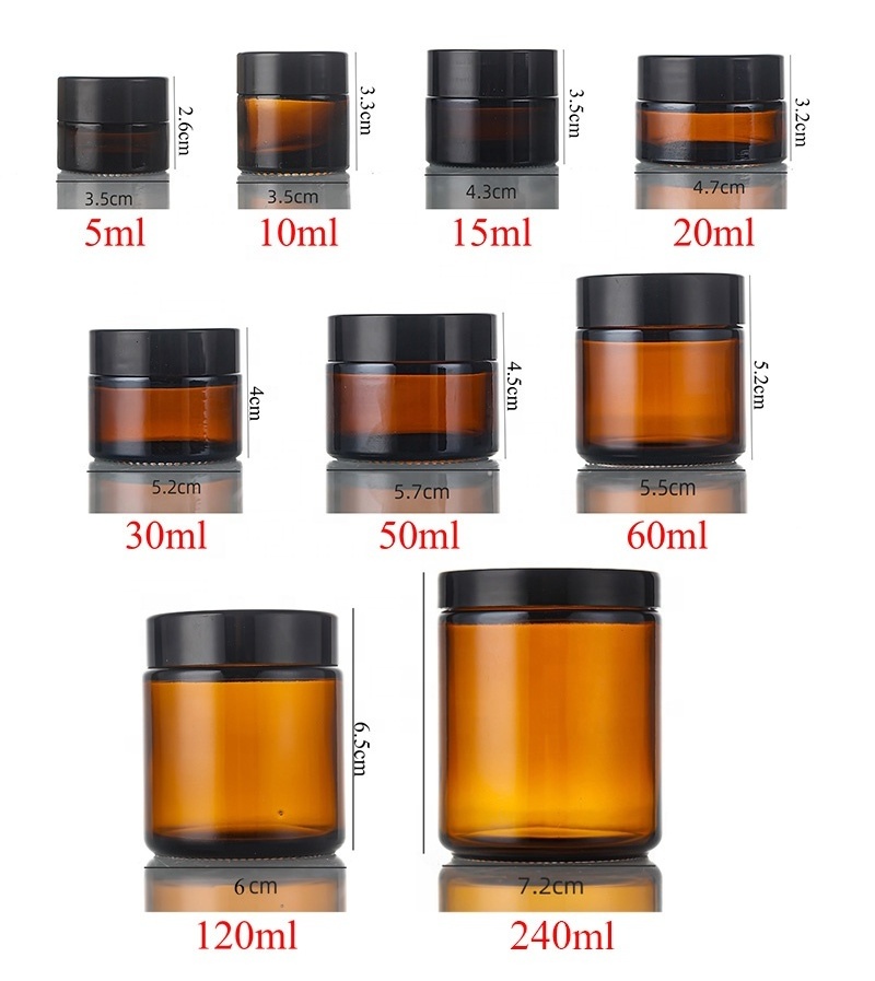 Manufacturer Hot Sale  4oz 120ml Empty Black Lid Amber Glass Candle Jar Cosmetic Glass Jar (GJM02)