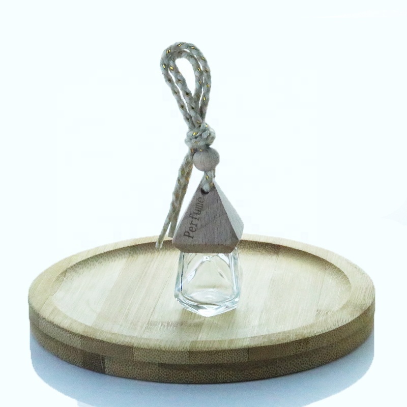 Custom Hanging 10ml Air Car Freshener Bottle Diffuser Perfume Glass Bottle With Wooden Cap (CG07B)