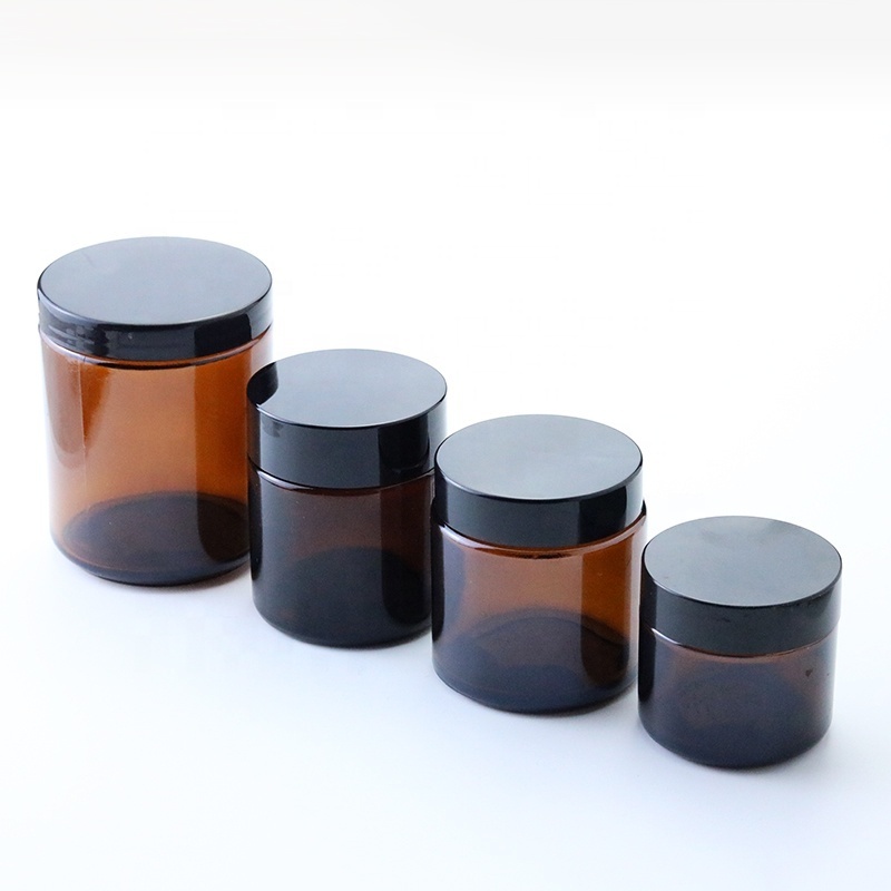 Manufacturer Hot Sale  4oz 120ml Empty Black Lid Amber Glass Candle Jar Cosmetic Glass Jar (GJM02)