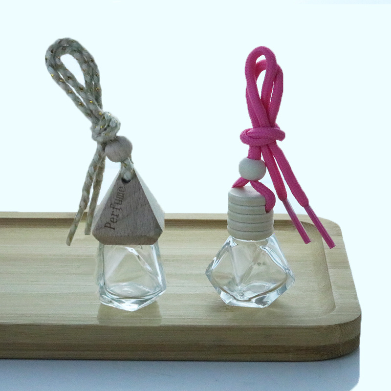 Custom Hanging 10ml Air Car Freshener Bottle Diffuser Perfume Glass Bottle With Wooden Cap (CG07B)