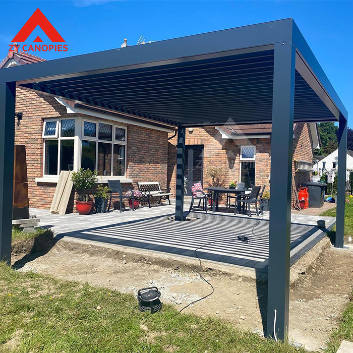 Option Colors Aluminum  Alloy Patio Gazebo Pergola With Heater Free Standing Louvered Pergola Bioclimatic Gazebo