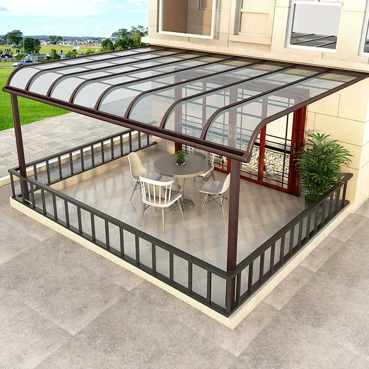 Outdoor Balcony Canopy Rain Shelter Patio Cover Waterproof Aluminum Awning Canopy With Posts Polycarbonate Roof Canopy