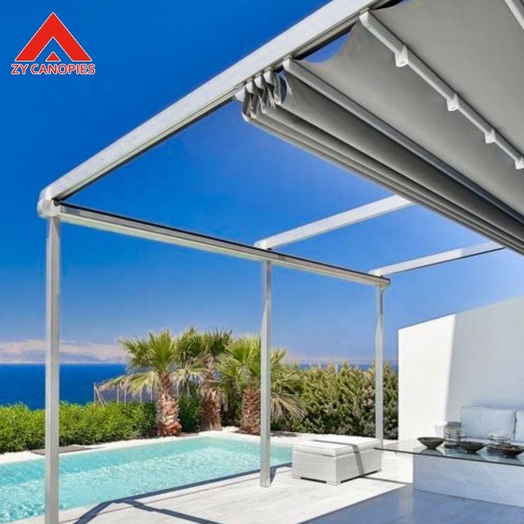 Balcony Rainproof Outdoor PVC Pergola Automatic Aluminum Pergola UV-resistant Garden Gazebos