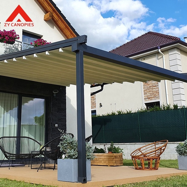 Automatic Modern Yard Pergola PVC Customized  Pergola Covers Easy To Install Pergola Automatic Electric Aluminum Gazebos