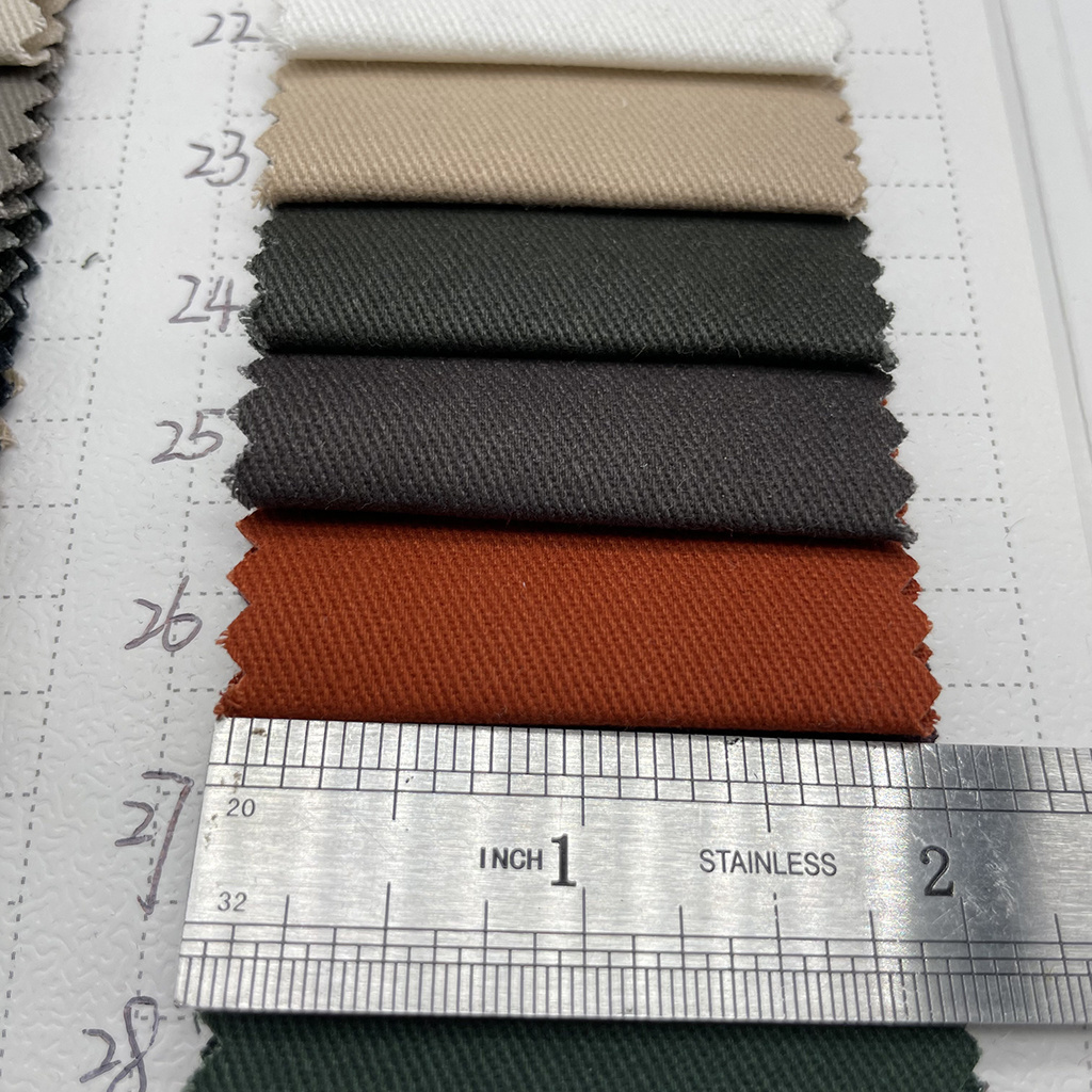 high density thick twill khaki 10856 100% cotton 16*12 denim 260gsm peach brush Sanded cargo pants cap fabric