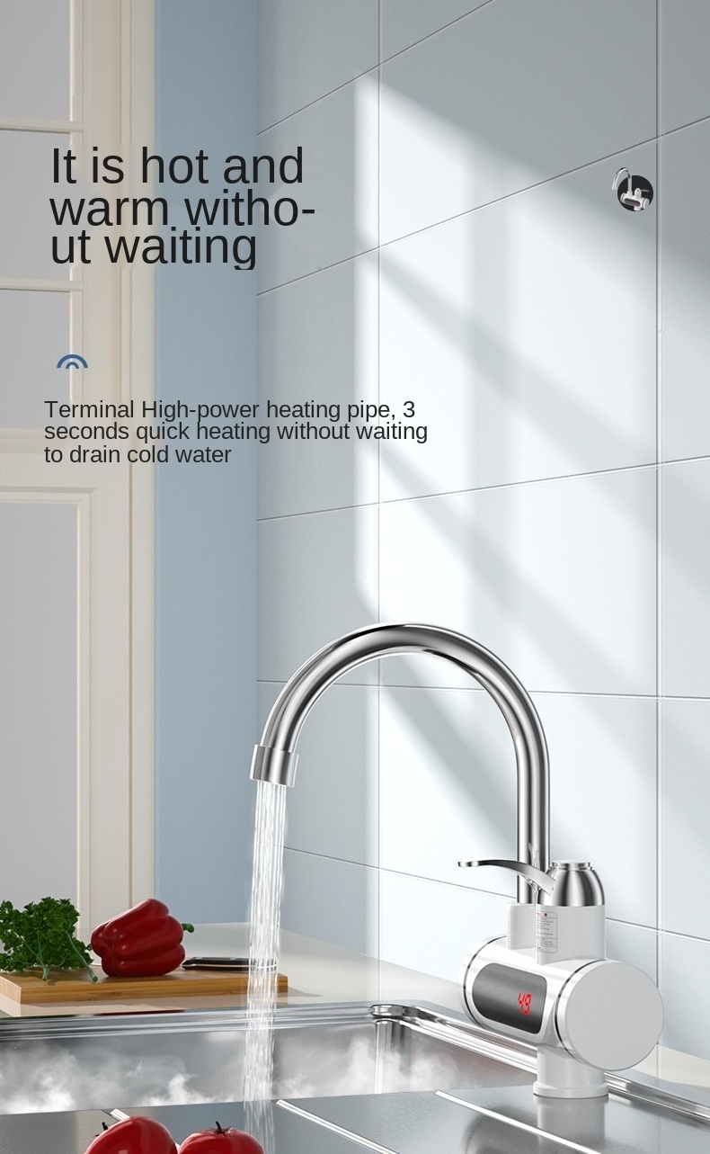 Multi-function kitchen dishwasher faucet with LED digital display electric water heater faucet dishwashing dual-use