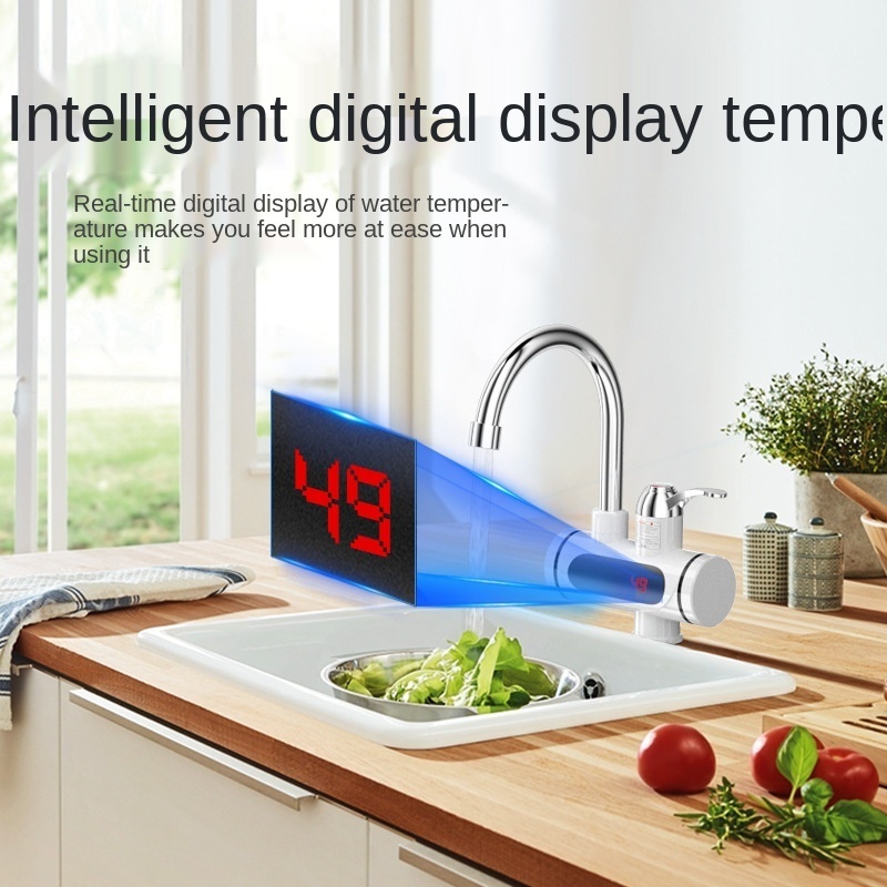 Multi-function kitchen dishwasher faucet with LED digital display electric water heater faucet dishwashing dual-use