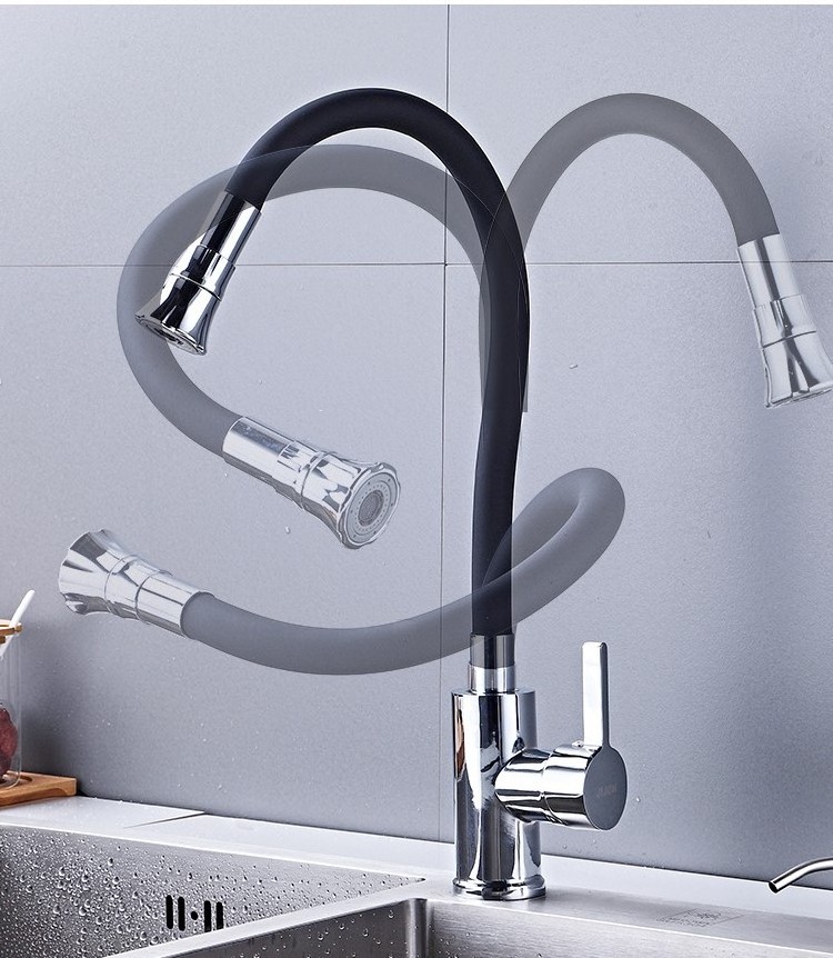 most sold Stainless steel single lever sink kitchen faucet mixer black silicone kitchen shower splash faucet