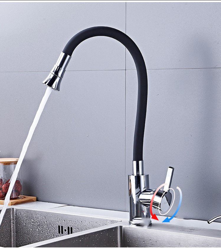 most sold Stainless steel single lever sink kitchen faucet mixer black silicone kitchen shower splash faucet