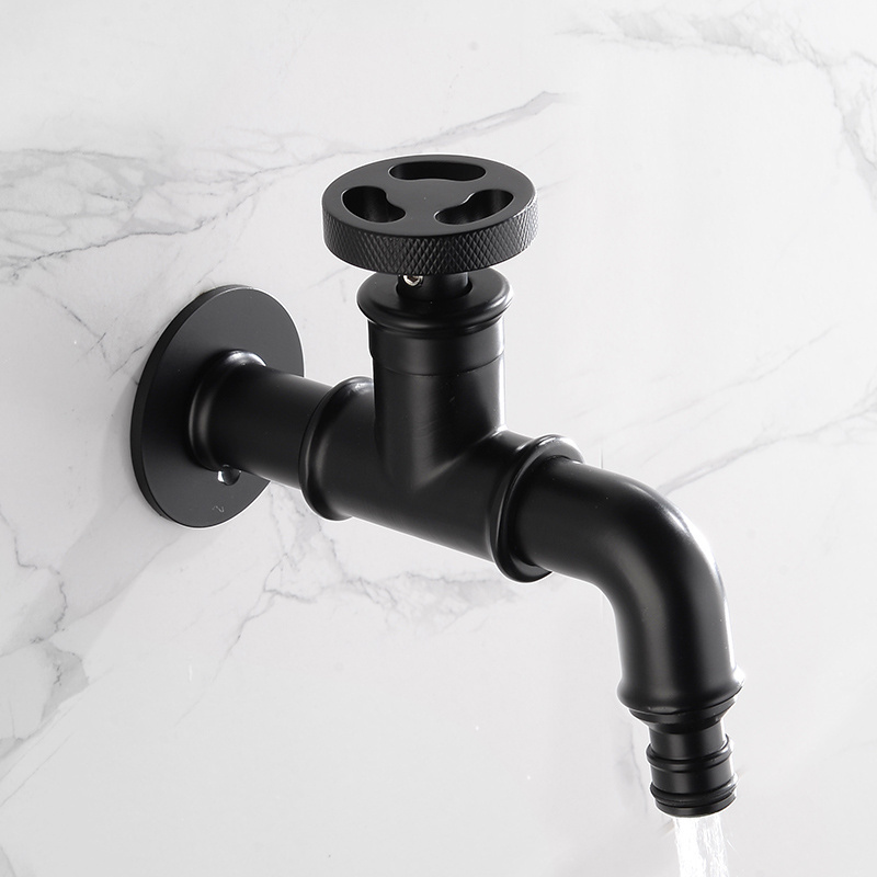 Wall Mount Outdoor Garden Tap Retro Euro Matte black Mop Small Faucet Washing Machine Faucet