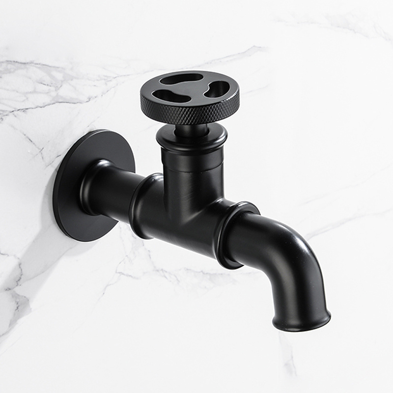 Wall Mount Outdoor Garden Tap Retro Euro Matte black Mop Small Faucet Washing Machine Faucet