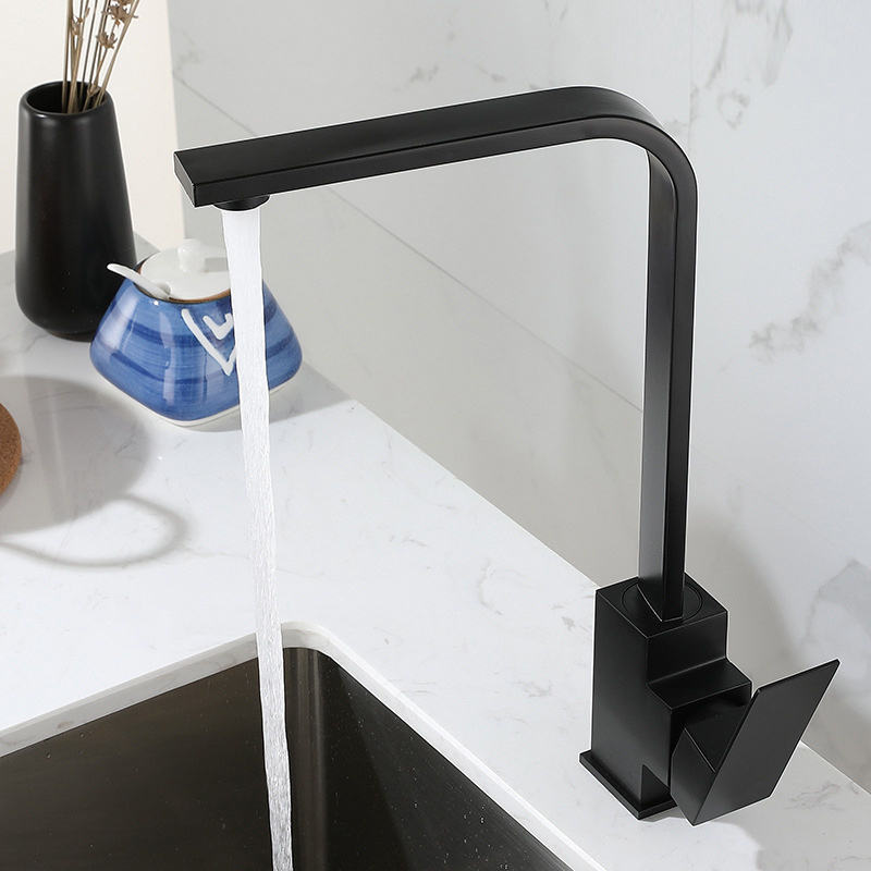 black Square Sink Mixer Tap Watermark Tapware Matt Black Kitchen Faucet With Swivel Spout Deck Mount faucet kitchen