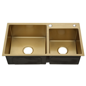 Factory hot sale golden kitchen double sink 304 stainless steel under mount kitchen sink gold