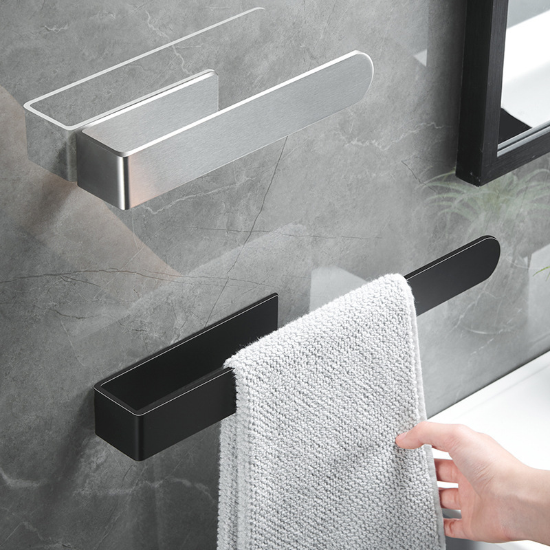 Hotel family bathroom accessories black Stainless steel 38cm single bathroom toilet towel racks