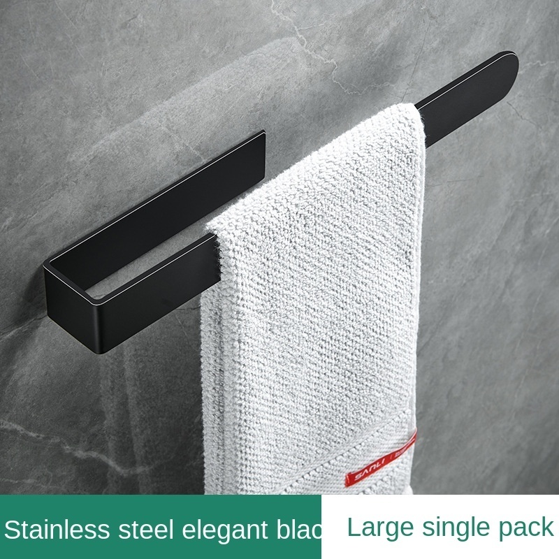 Hotel family bathroom accessories black Stainless steel 38cm single bathroom toilet towel racks