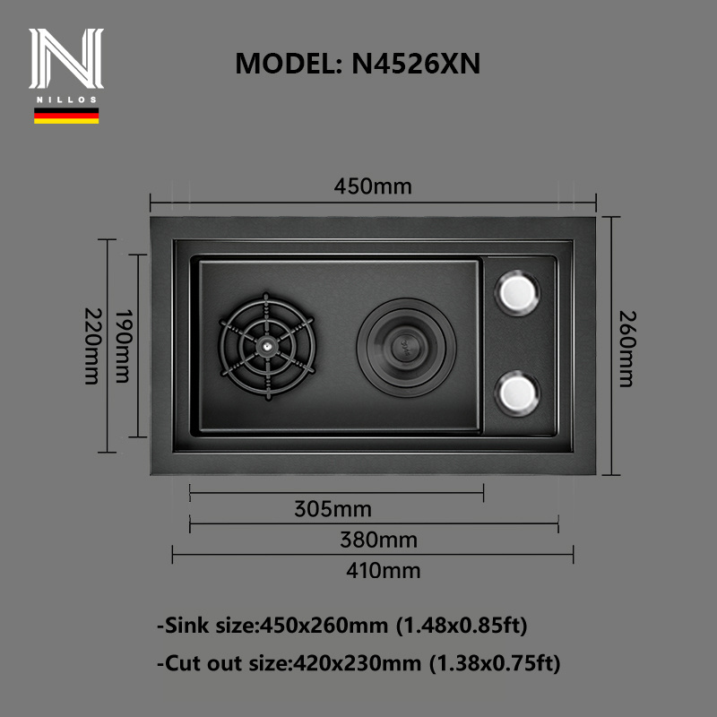 N4526XN5 High Quality Hidden Stainless Steel Handmade Kitchen Sink Under mount Cup Washer Kitchen Sink