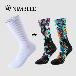 POD no MOQ sublimation blank socks custom your own polyester white crew digital cartoon print socks