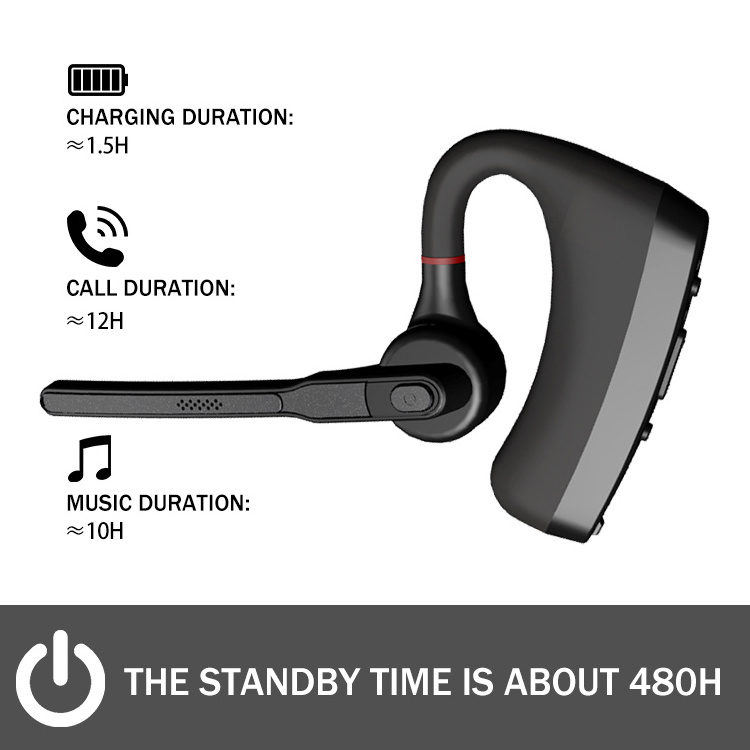 Single Ear Wireless Bluetooth Headset Smart Earphone Business Single Ear-hook Headset With Microphone V8 V8s V9