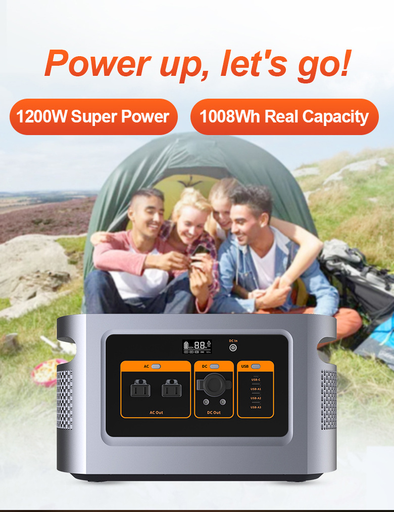 Portable power station generator 1200W 1008Wh power charging station light powerbank