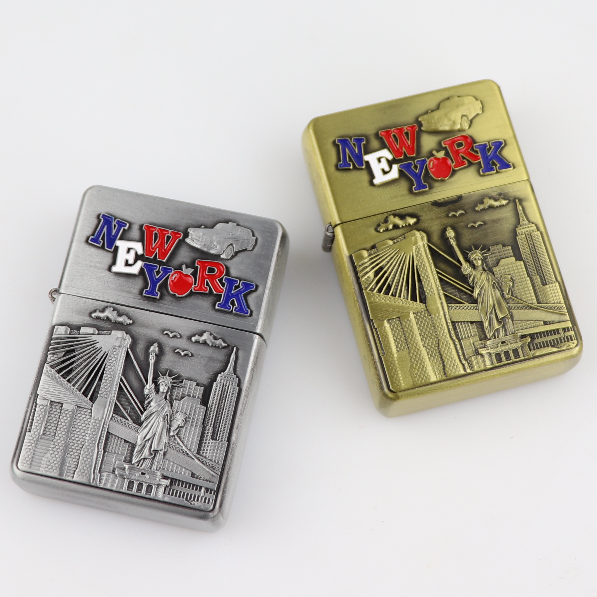 New York Souvenir Cool Lighter Smoking Accessories Pocket Logo Custom Lighter Cheap Metal Lighter