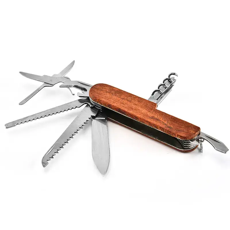 Wholesale safety blanks wooden multitool knives keychain camping outdoor survival folding pocket knife