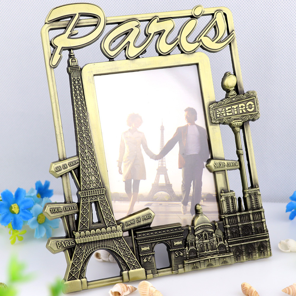 Wholesale Custom Design Zinc Alloy Home Decor France Paris Souvenir Metal Photo Picture Frame