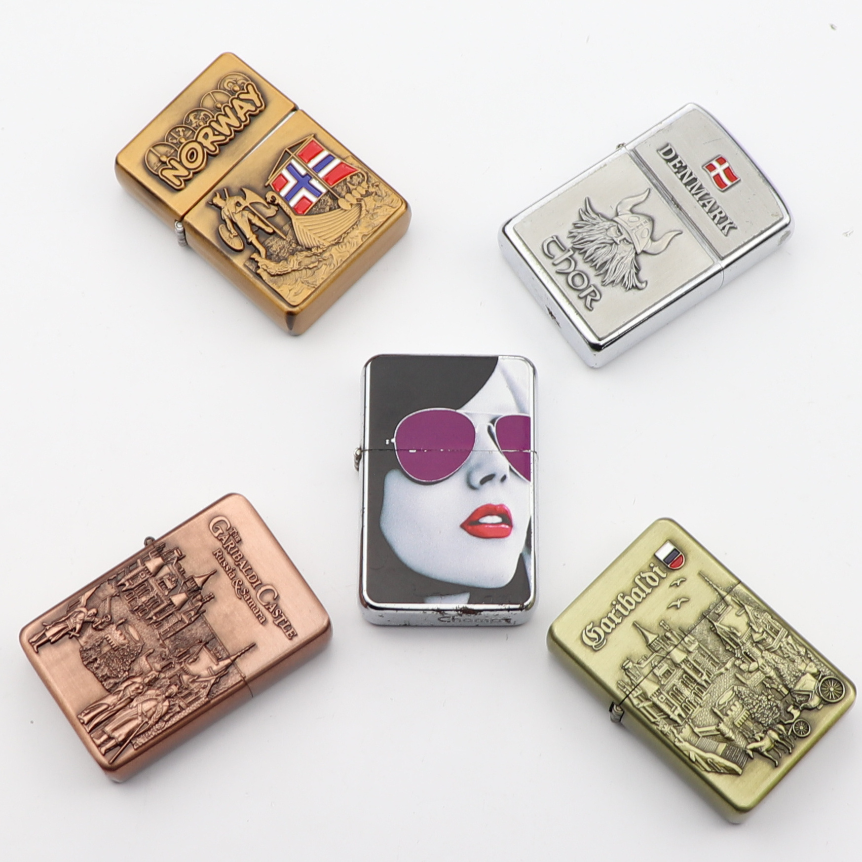 Classic Pocket Souvenirs Blank Brass Copper Metal Custom Logo Windproof Cigar Cigarette Lighters