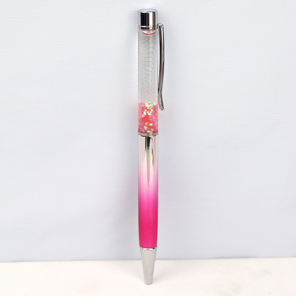 Wholesale Luxury Custom Logo Floating Glitter Liquid Metal Souvenir Ballpoint Pen