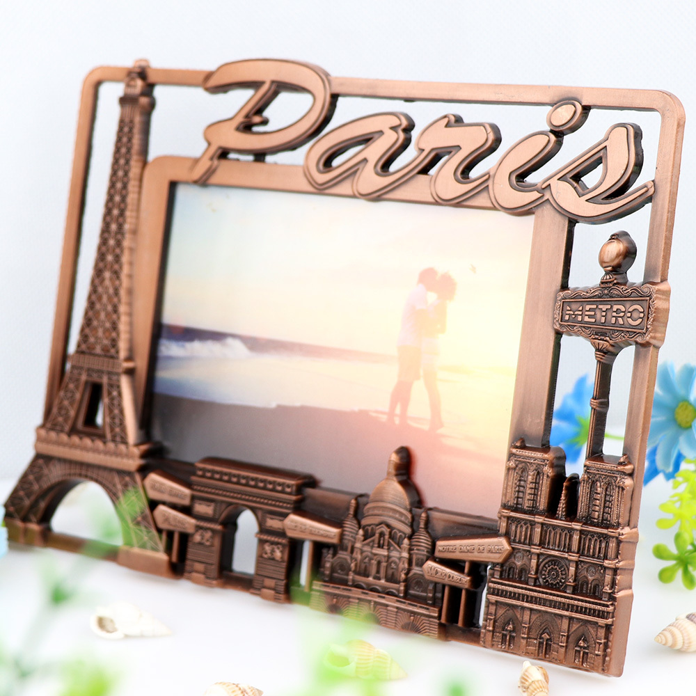 Custom Vintage Antique Hollow-out Paris Travel Souvenir Metal Picture Photo Frame